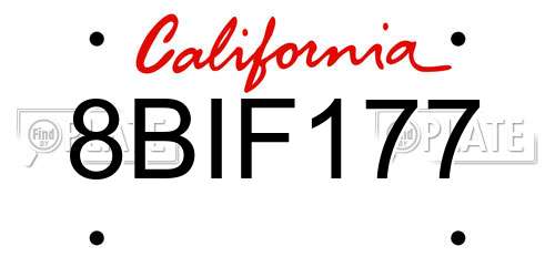 8BIF177 California License Plate
