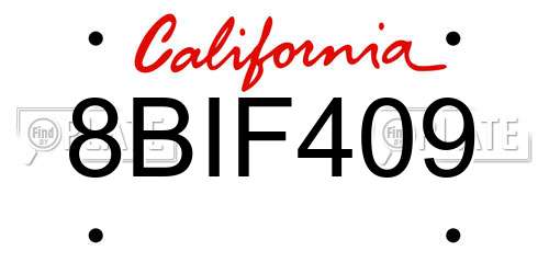 8BIF409 California License Plate