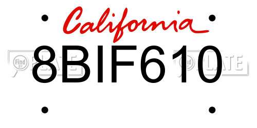 8BIF610 California License Plate