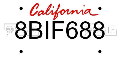 8BIF688 California License Plate