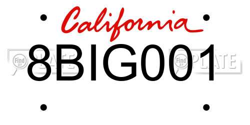 8BIG001 California License Plate