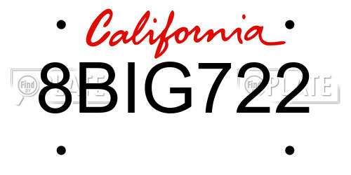 8BIG722 California License Plate
