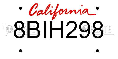8BIH298 California License Plate