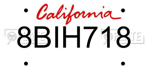 8BIH718 California License Plate