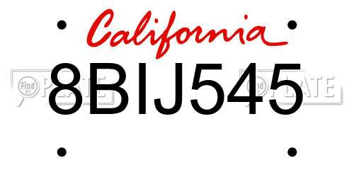 8BIJ545 California License Plate