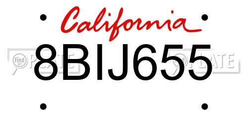 8BIJ655 California License Plate