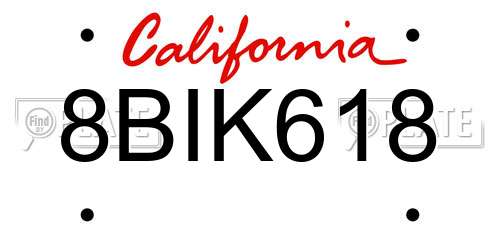 8BIK618 California License Plate