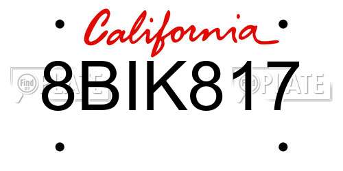 8BIK817 California License Plate