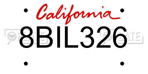8BIL326 California License Plate