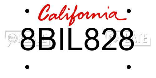 8BIL828 California License Plate