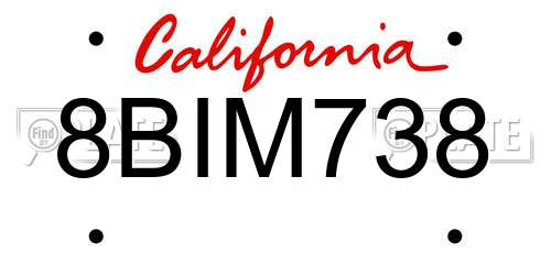 8BIM738 California License Plate
