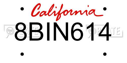 8BIN614 California License Plate