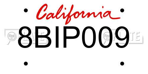 8BIP009 California License Plate