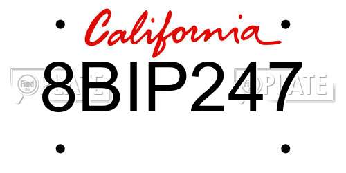 8BIP247 California License Plate