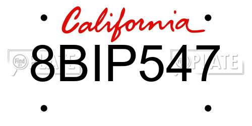 8BIP547 California License Plate