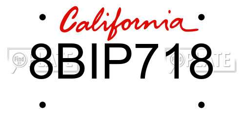 8BIP718 California License Plate