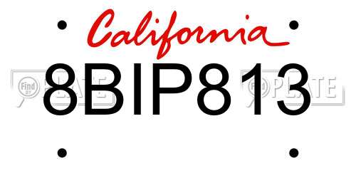 8BIP813 California License Plate