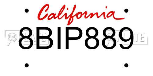 8BIP889 California License Plate