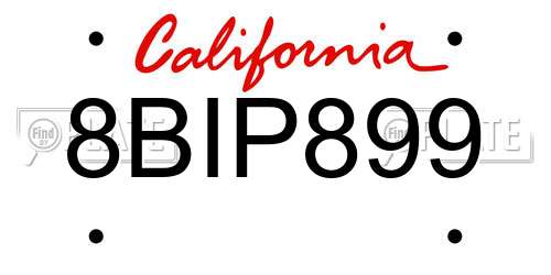 8BIP899 California License Plate