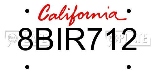 8BIR712 California License Plate