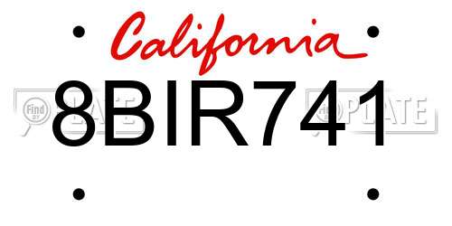 8BIR741 California License Plate