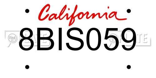 8BIS059 California License Plate