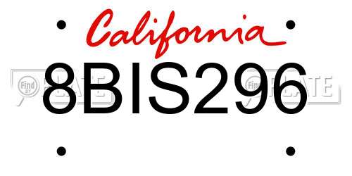 8BIS296 California License Plate