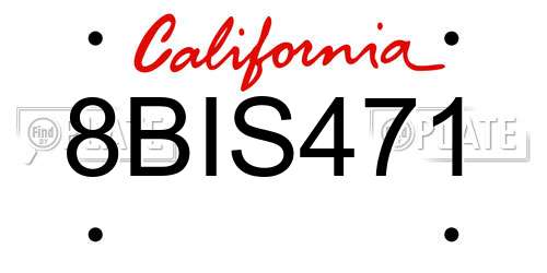 8BIS471 California License Plate