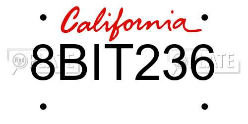 8BIT236 California License Plate