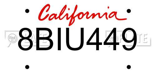 8BIU449 California License Plate