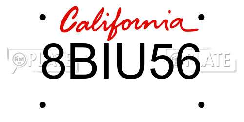 8BIU56 California License Plate