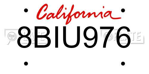 8BIU976 California License Plate