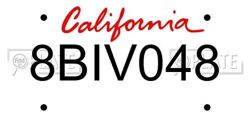 8BIV048 California License Plate