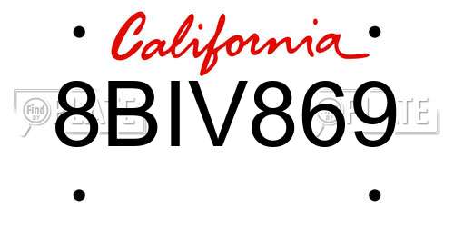 8BIV869 California License Plate