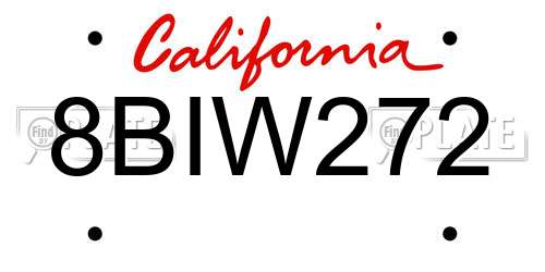 8BIW272 California License Plate