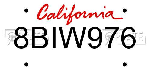 8BIW976 California License Plate