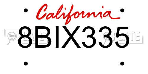8BIX335 California License Plate
