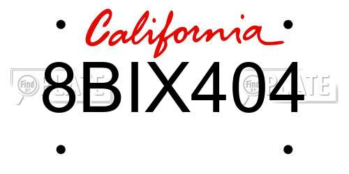 8BIX404 California License Plate