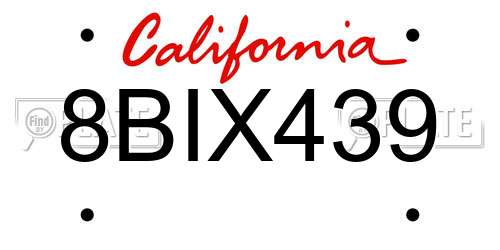8BIX439 California License Plate