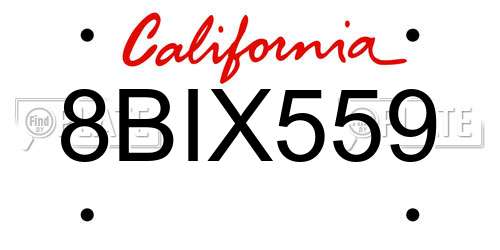 8BIX559 California License Plate