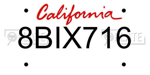 8BIX716 California License Plate