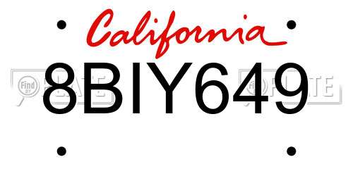 8BIY649 California License Plate