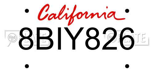 8BIY826 California License Plate