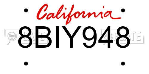 8BIY948 California License Plate