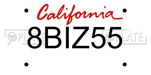 8BIZ55 California License Plate