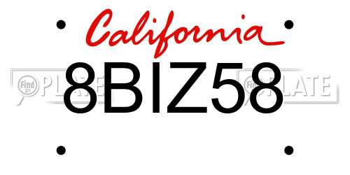 8BIZ58 California License Plate