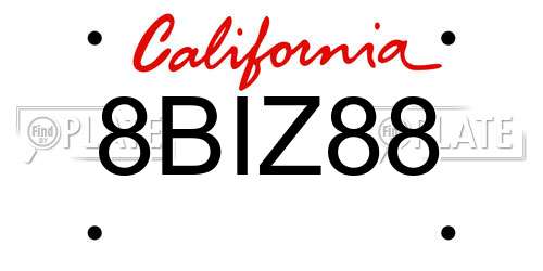 8BIZ88 California License Plate