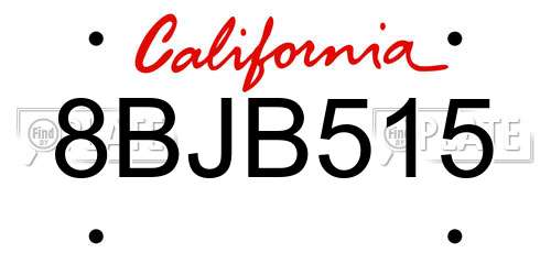 8BJB515 California License Plate