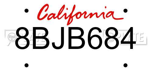 8BJB684 California License Plate