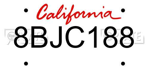 8BJC188 California License Plate
